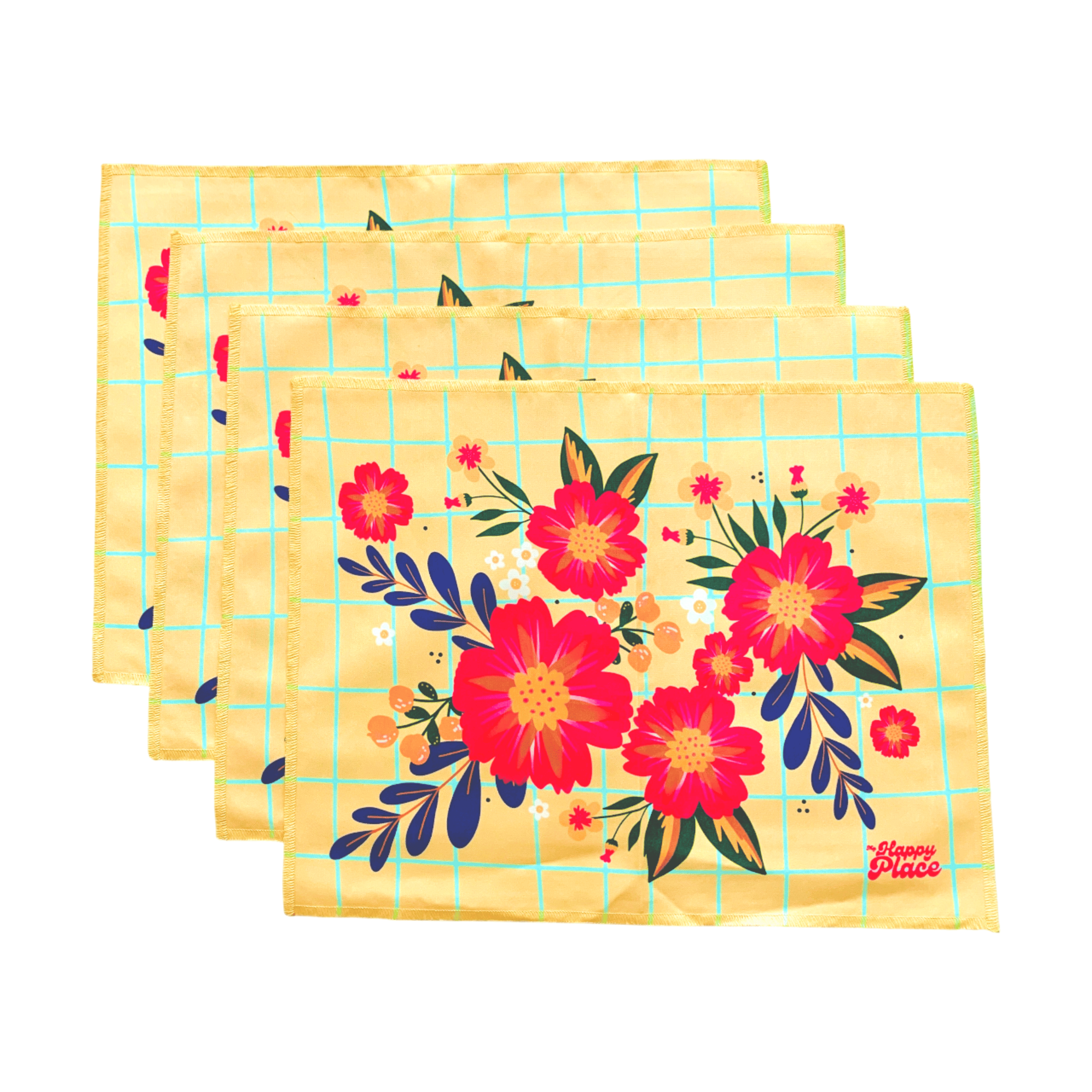 Set de 4 individuales de tela Flor