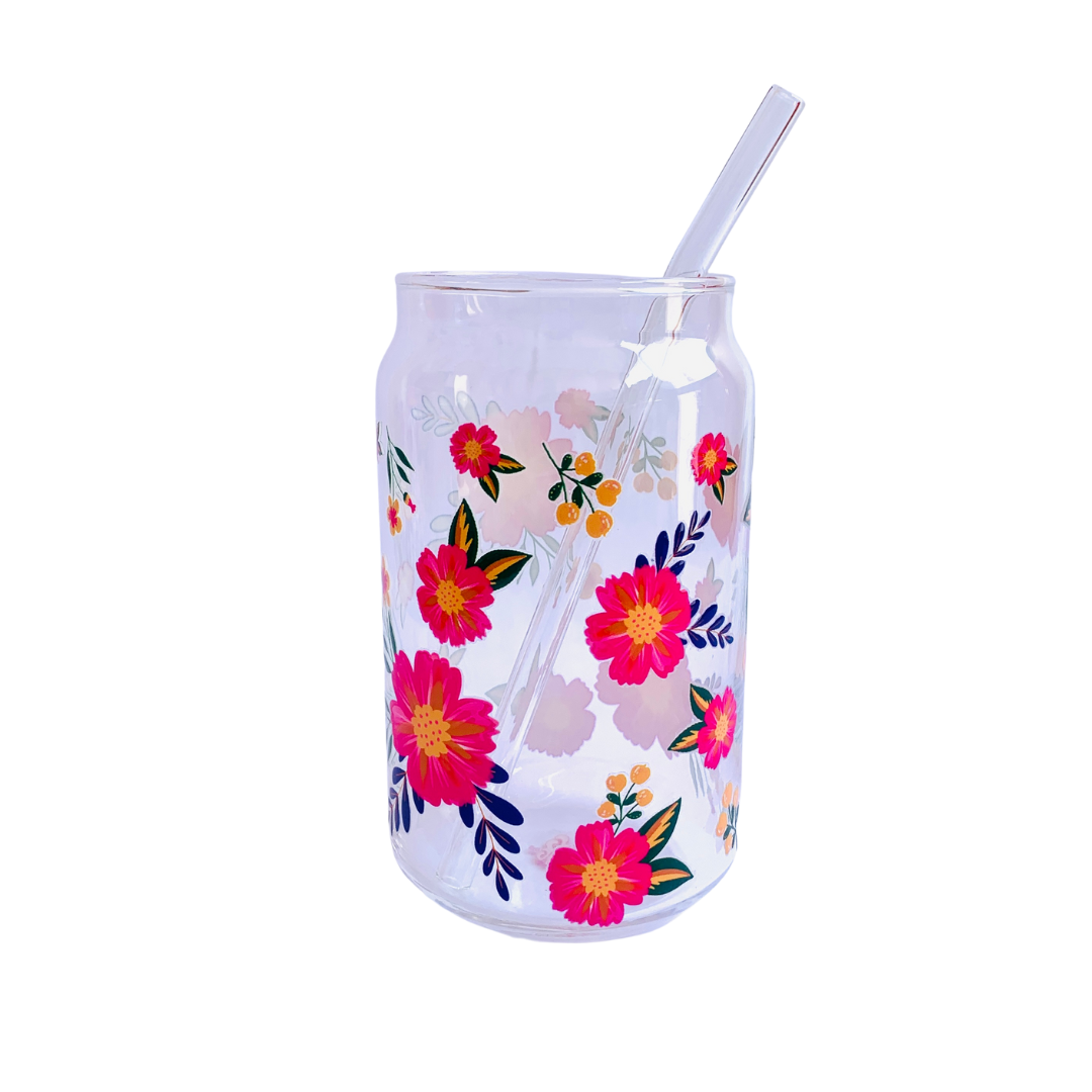 Vaso Lata Vidrio Flor