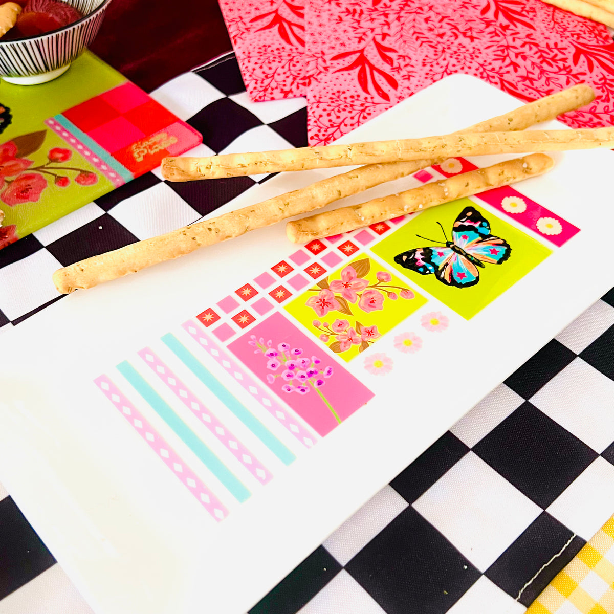 Plato rectangular Vive el color